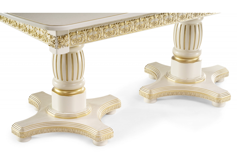 Стол деревянный, Морнит 180(240)х100 слоновая кость / золото