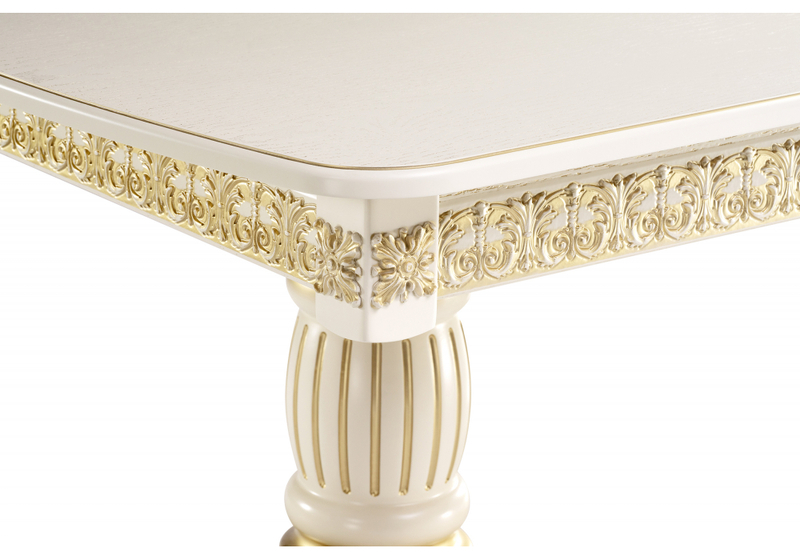 Стол деревянный, Морнит 180(240)х100 слоновая кость / золото