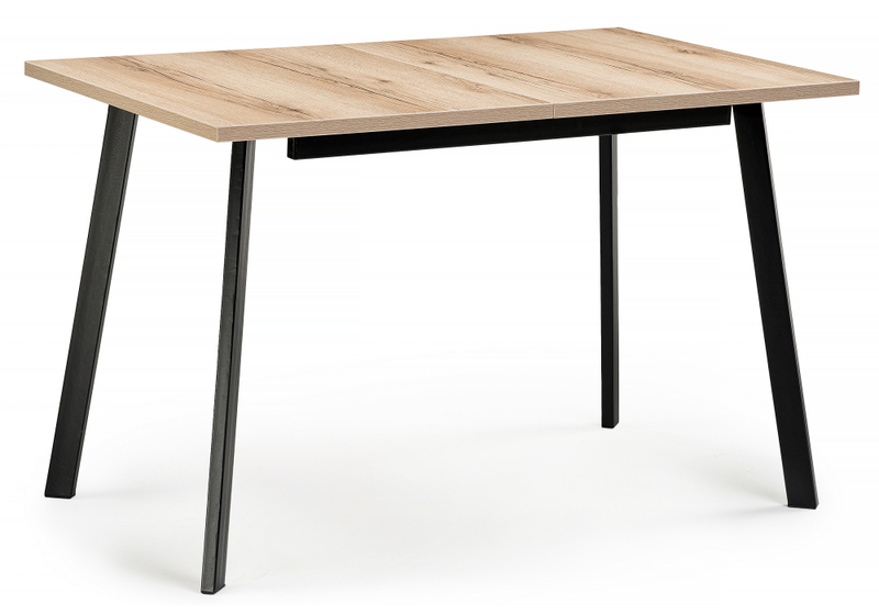 Стол деревянный, раскладной Колон Лофт 120 25 мм дуб делано светлый / черный матовый