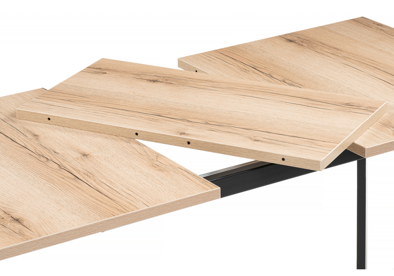 Стол деревянный, раскладной Колон Лофт 120 25 мм дуб делано светлый / черный матовый