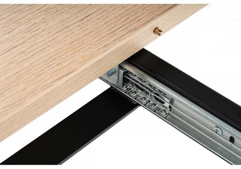 Стол деревянный, раскладной Колон Лофт 120 25 мм дуб делано светлый / черный матовый