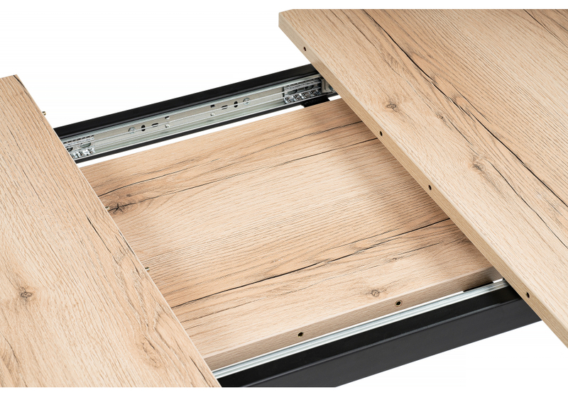 Стол деревянный, раскладной Колон Лофт 120 25 мм дуб делано светлый / черный матовый