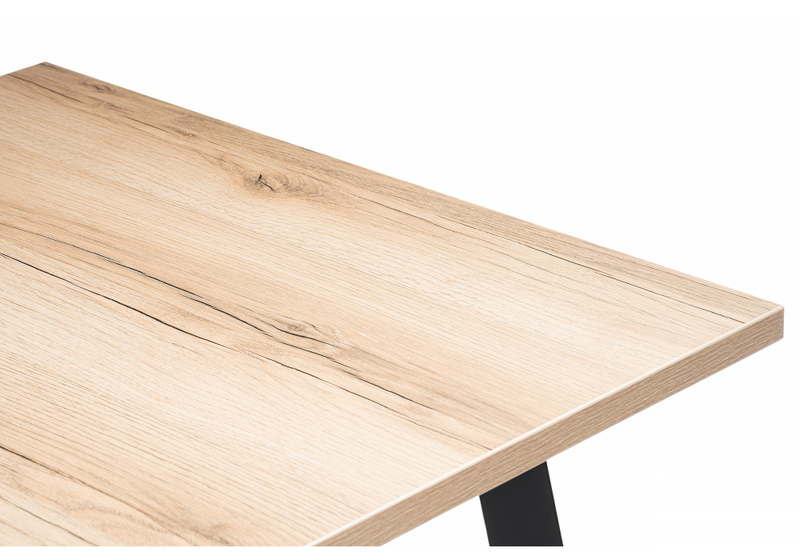 Стол деревянный, раскладной Колон Лофт 120 25 мм дуб делано светлый / черный матовый