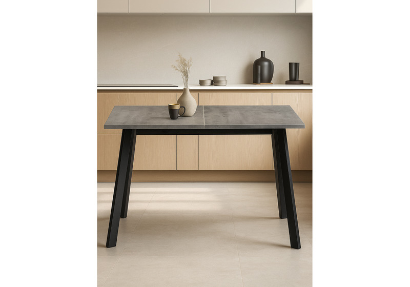 Стол деревянный, Колон Лофт 120(160) х 75 черный матовый / бетон