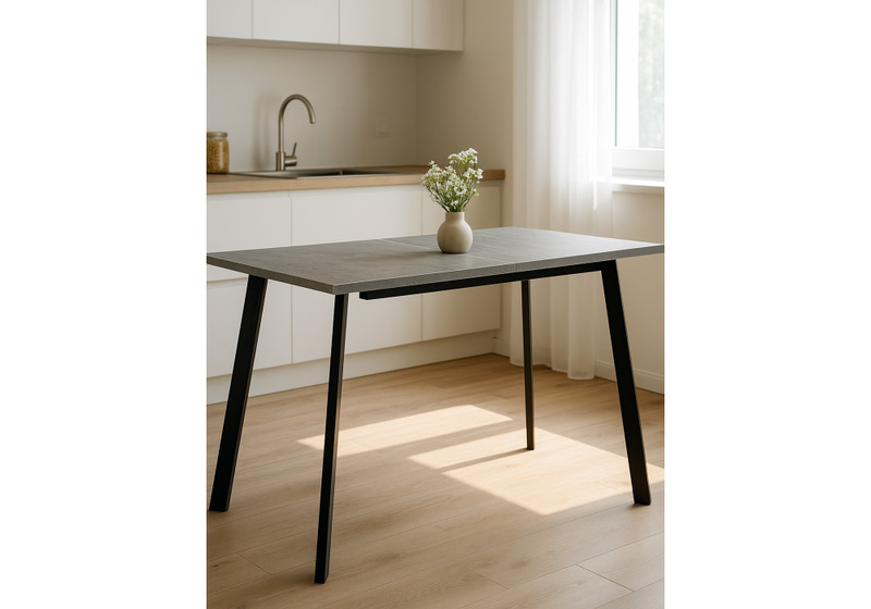 Стол деревянный, Колон Лофт 120(160) х 75 черный матовый / бетон