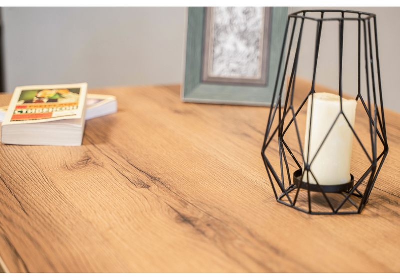 Стол деревянный, Лота Лофт 140х80 черный матовый / дуб крафт золотой