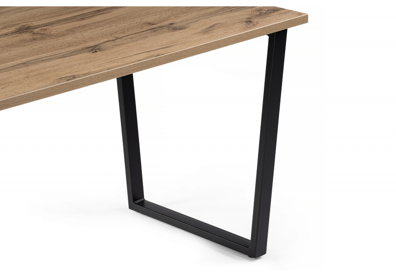 Стол деревянный, Лота Лофт 140х80 черный матовый / дуб крафт золотой