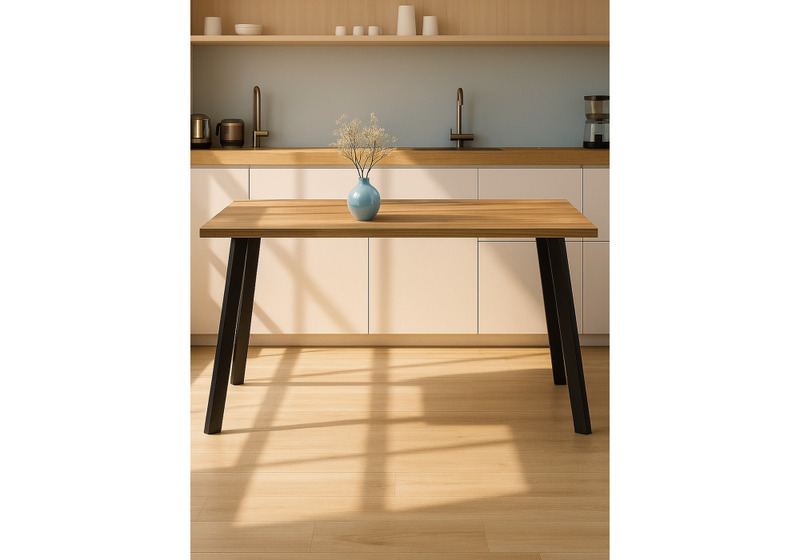 Стол деревянный, Тринити Лофт 140x80 дуб крафт золотой / черный матовый