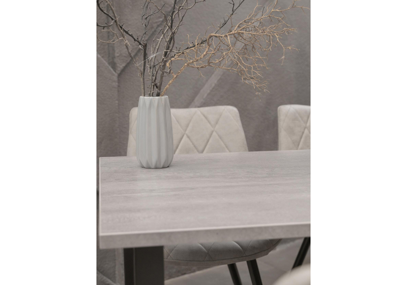 Стол деревянный, Тринити Лофт 140х80 бетон светлый / черный матовый