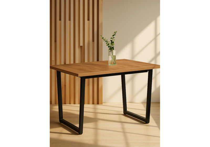 Стол деревянный, Лота Лофт 120(160)х75 черный матовый / дуб крафт табачный