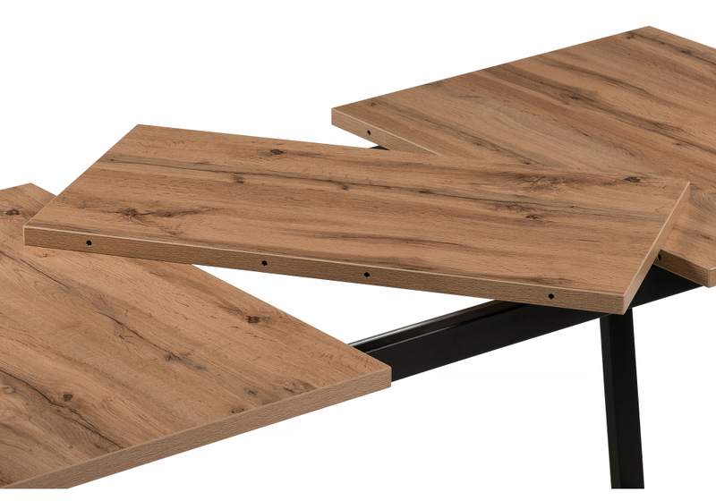 Стол деревянный, Лота Лофт 120(160)х75 черный матовый / дуб крафт табачный