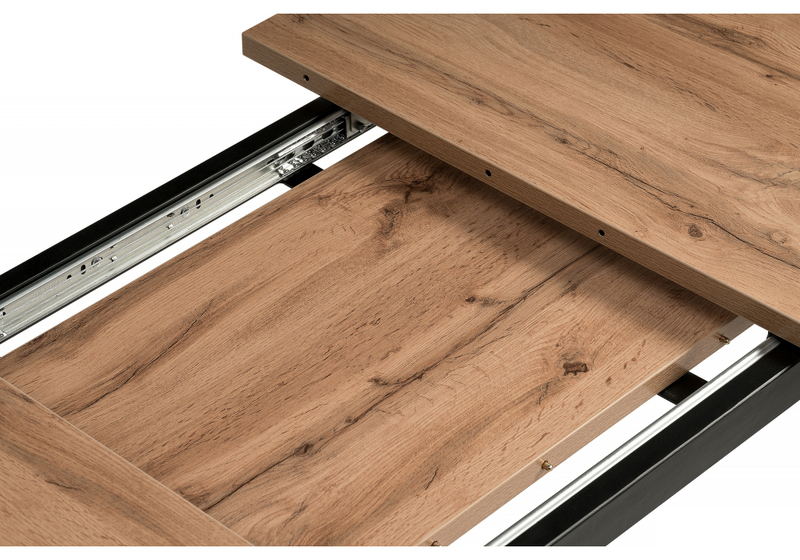 Стол деревянный, Лота Лофт 120(160)х75 черный матовый / дуб крафт табачный