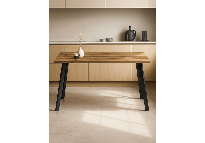 Стол деревянный, Тринити Лофт 140х80 дуб крафт табачный / черный матовый