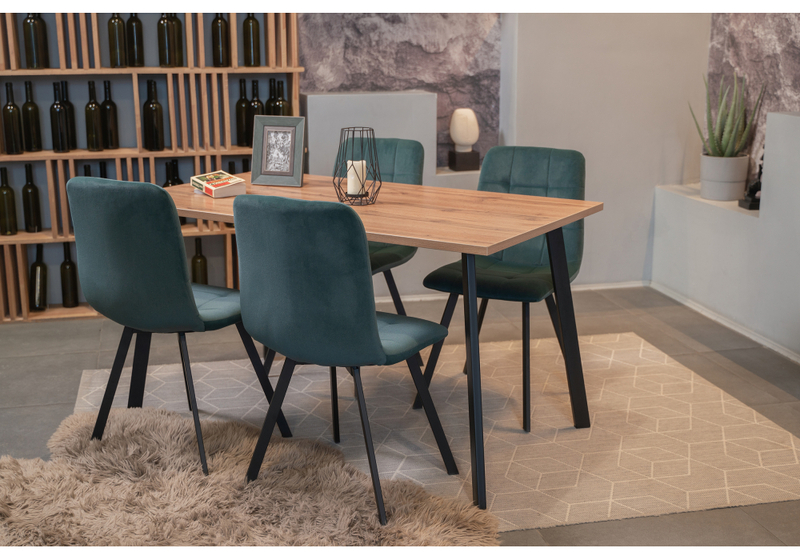 Стол деревянный, Тринити Лофт 140х80 дуб крафт табачный / черный матовый