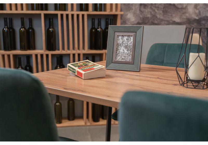 Стол деревянный, Тринити Лофт 140х80 дуб крафт табачный / черный матовый