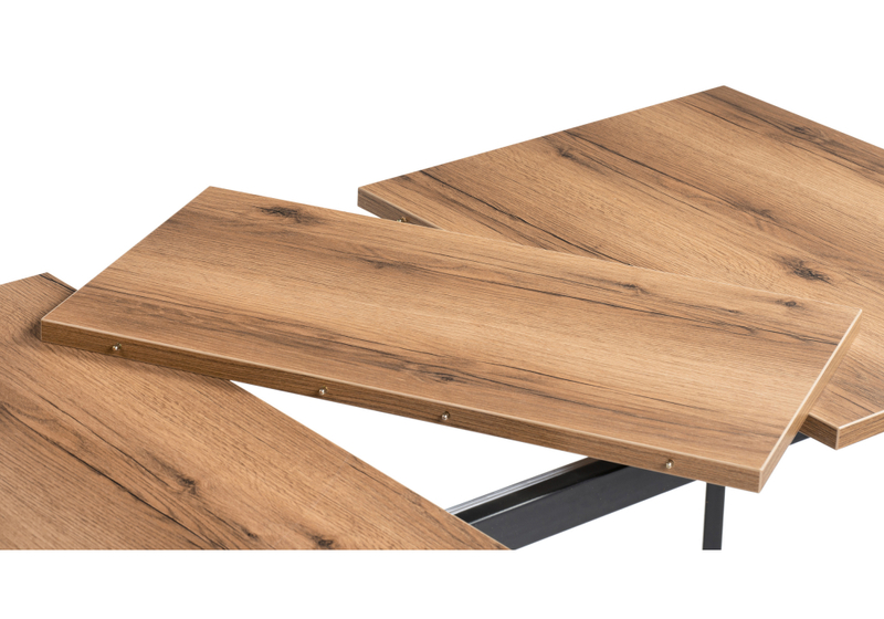 Стол деревянный, Колон Лофт 120(160)х75 черный матовый / дуб крафт табачный