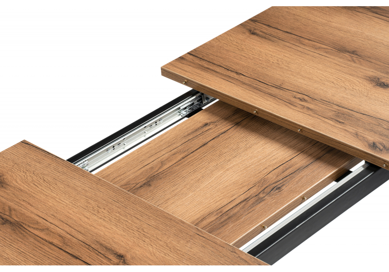 Стол деревянный, Колон Лофт 120(160)х75 черный матовый / дуб крафт табачный