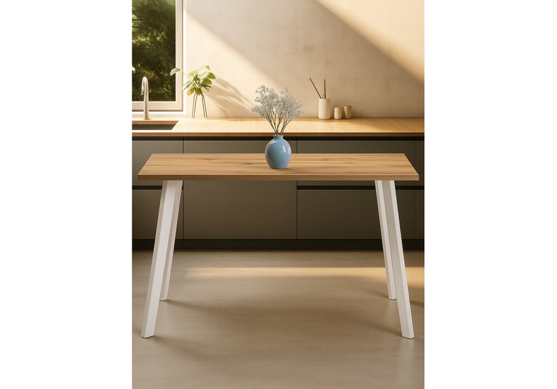 Стол деревянный, Тринити Лофт 140х80 дуб крафт золотой / белый матовый