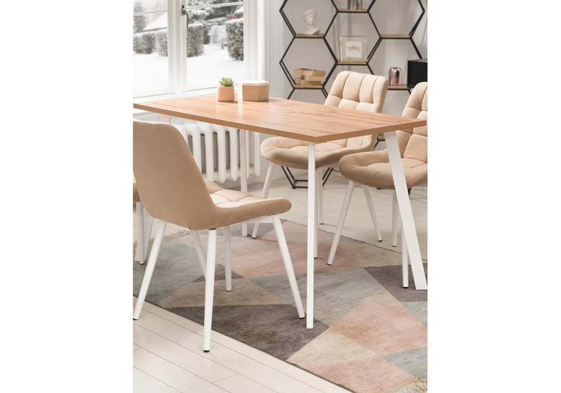 Стол деревянный, Тринити Лофт 140х80 дуб крафт золотой / белый матовый