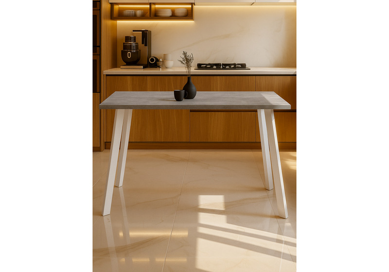 Стол деревянный, Тринити Лофт 140х80 бетон светлый / белый матовый