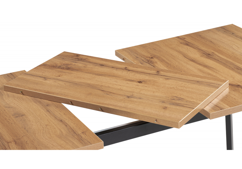 Стол деревянный, Колон Лофт 120(160) х 75 черный матовый / дуб крафт золотой