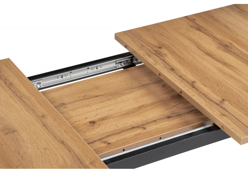 Стол деревянный, Колон Лофт 120(160) х 75 черный матовый / дуб крафт золотой