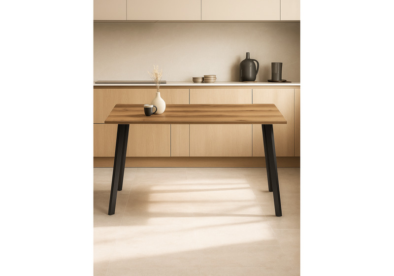 Стол деревянный, Тринити Лофт 120 25 мм дуб делано темный / черный матовый