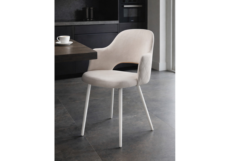 Стул на металлокаркасе, Гутрид прошивка ромбы сзади бежевый / белый