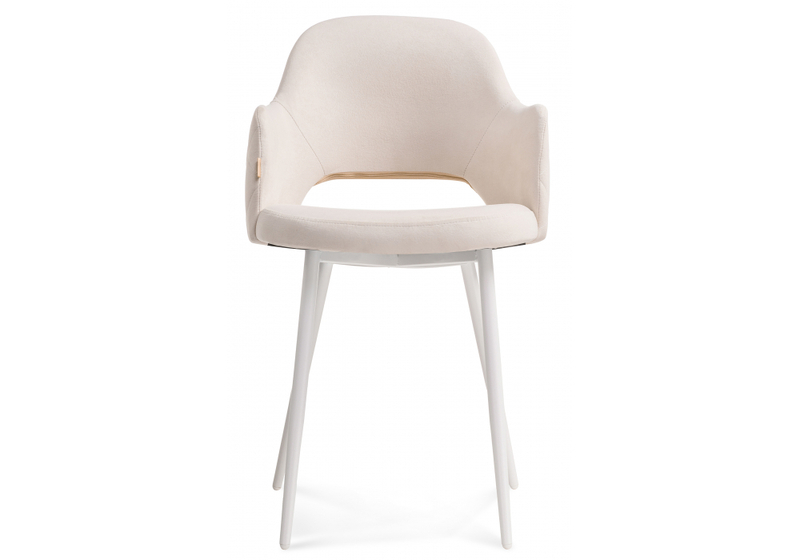Стул на металлокаркасе, Гутрид прошивка ромбы сзади бежевый / белый