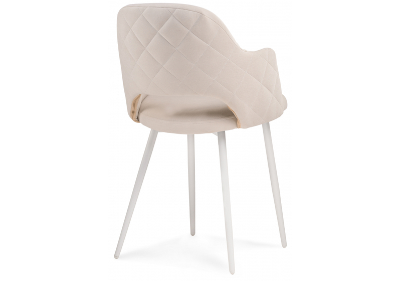 Стул на металлокаркасе, Гутрид прошивка ромбы сзади бежевый / белый