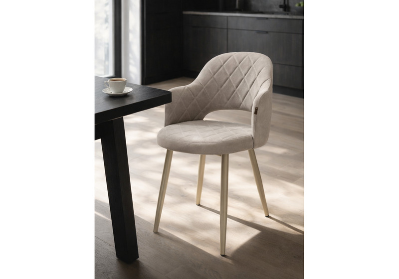 Стул на металлокаркасе, Гутрид ромбы спереди капучино