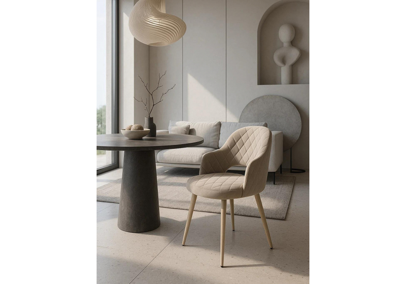 Стул на металлокаркасе, Гутрид ромбы спереди капучино