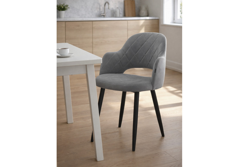 Стул на металлокаркасе, Гутрид ромбы спереди серый / черный