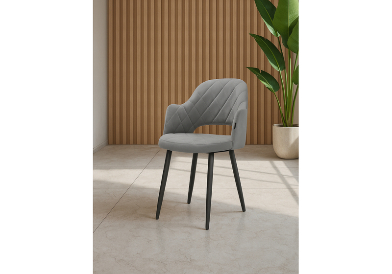 Стул на металлокаркасе, Гутрид ромбы спереди серый / черный