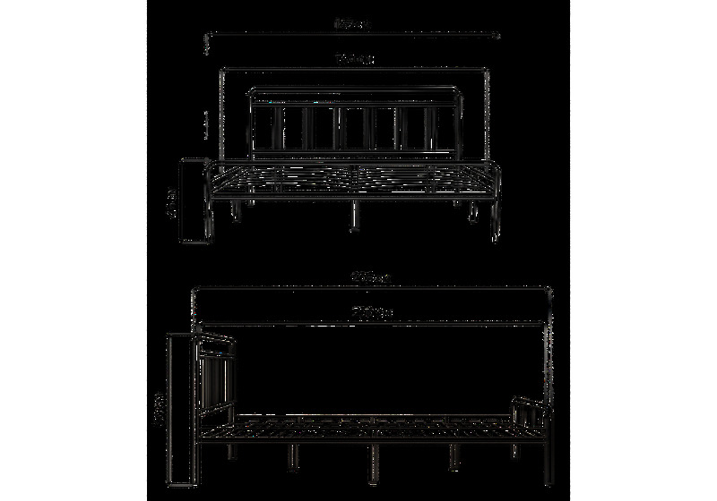 Кровать, Рейк 140х200 черная