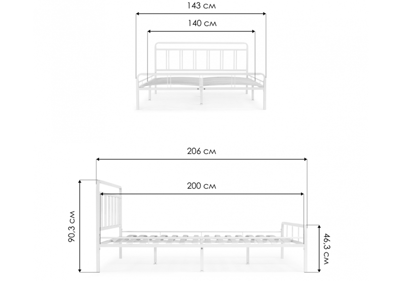 Кровать, Рейк 140х200 белая
