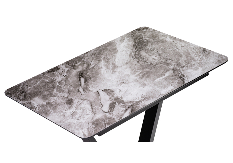 Стол стеклянный, Бугун мрамор серый / черный