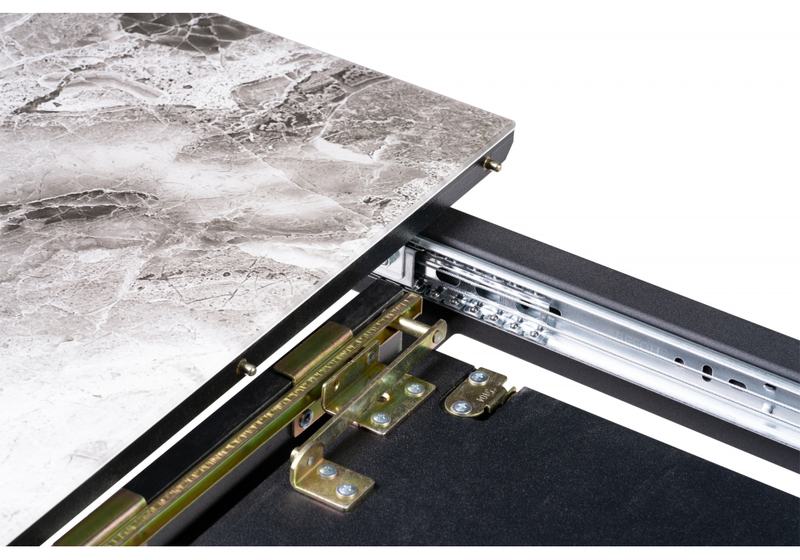 Стол стеклянный, Бугун мрамор серый / черный