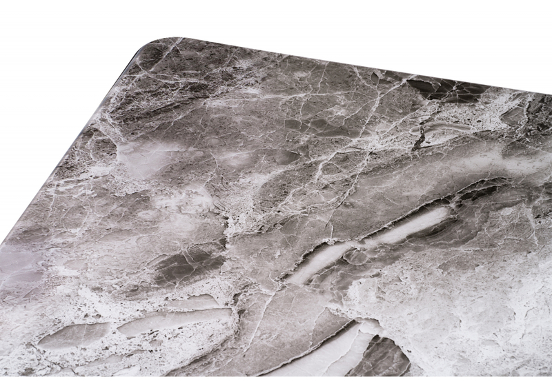 Стол стеклянный, Бугун мрамор серый / черный