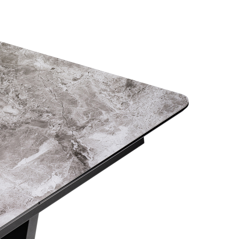 Стол стеклянный, Бугун мрамор серый / черный