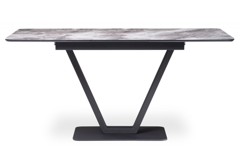 Стол стеклянный, Бугун мрамор серый / черный