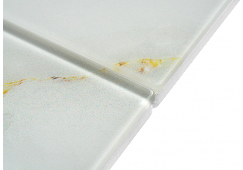 Стол стеклянный, Бугун белый / золото