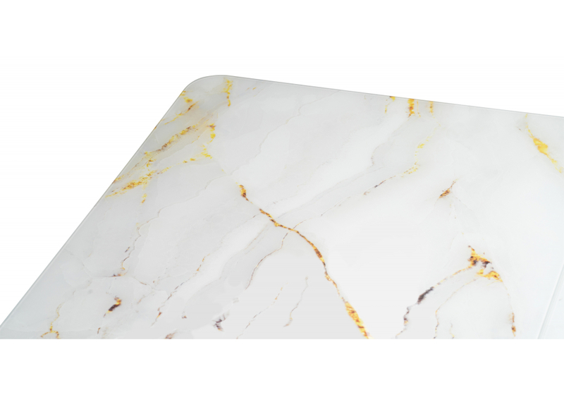 Стол стеклянный, Бугун белый / золото