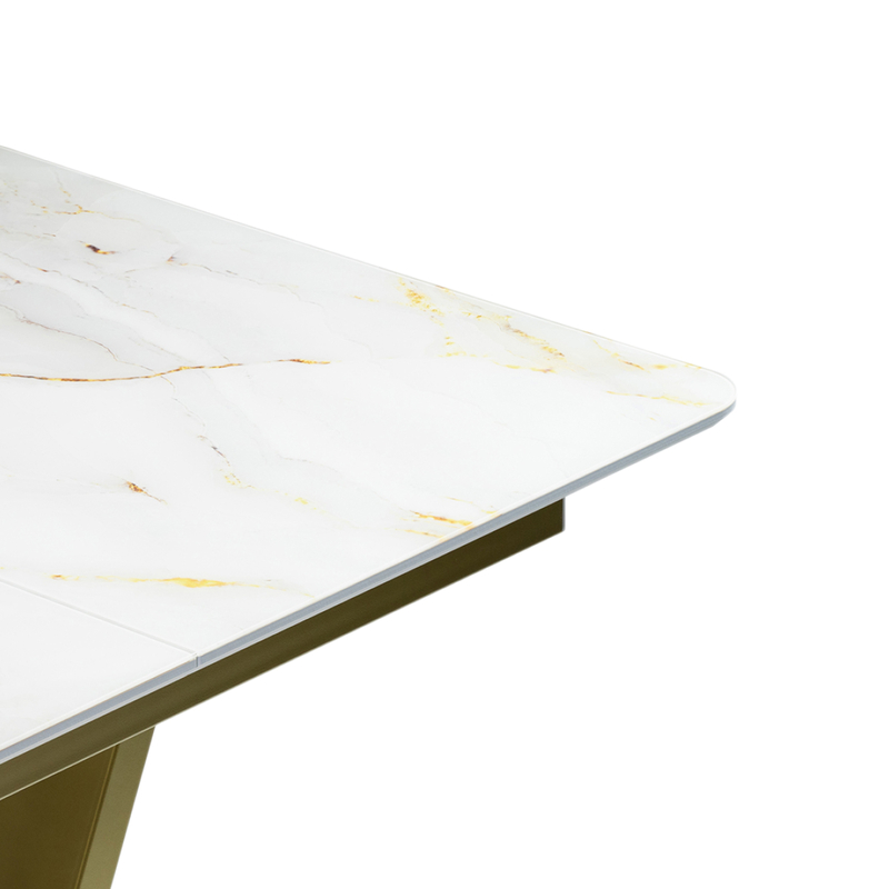 Стол стеклянный, Бугун белый / золото