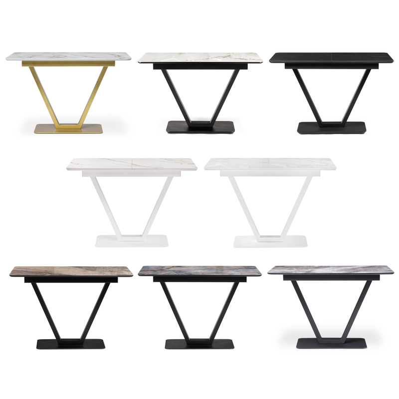 Стол стеклянный, Бугун белый / золото