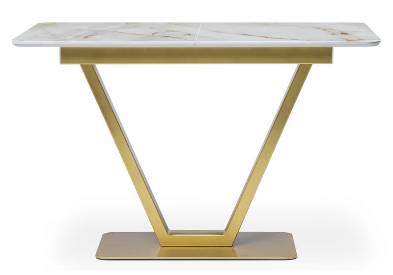 Стол стеклянный, Бугун белый / золото