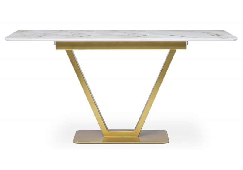 Стол стеклянный, Бугун белый / золото