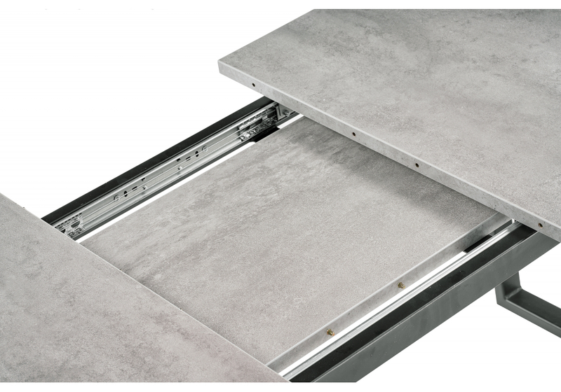 Стол деревянный, Лота Лофт 120(160)х75 черный матовый / бетон светлый