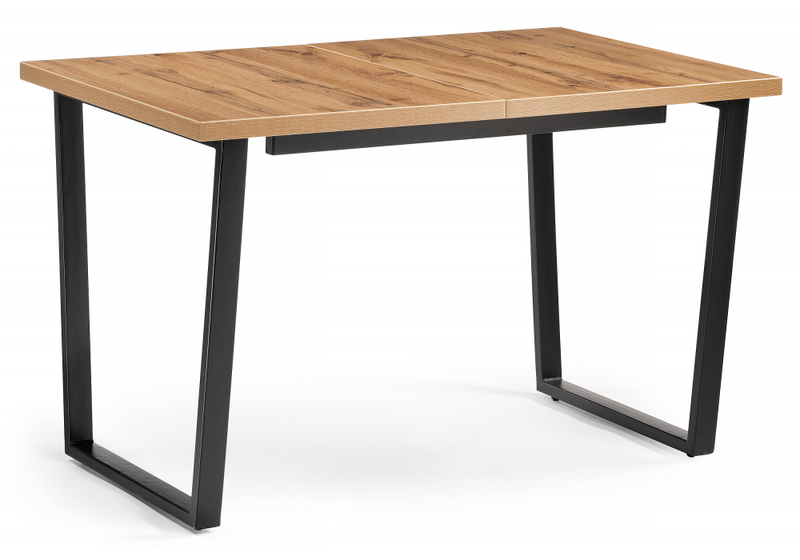 Стол деревянный, Лота Лофт 120(160)х75 черный матовый / дуб крафт золотой