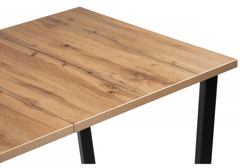 Стол деревянный, Лота Лофт 120(160)х75 черный матовый / дуб крафт золотой